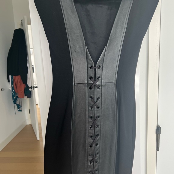Alice + Olivia black mini lace up leather dress - Picture 2 of 5